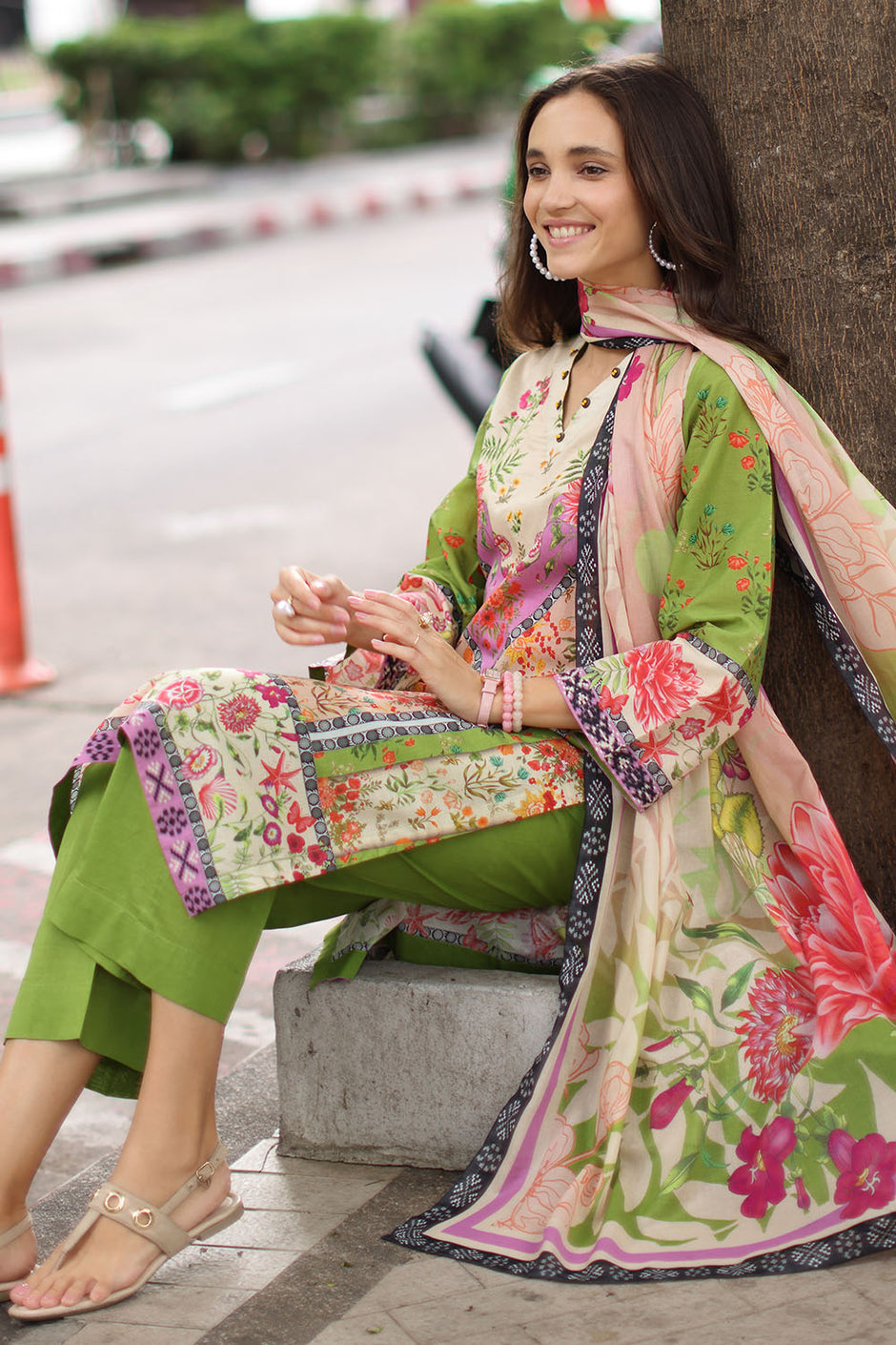 3 Piece Embroidered Printed Lawn Suit with Printed Lawn Dupatta