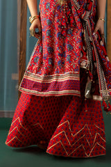 3 Piece Gota Embroidered Lawn Suit with Printed Lawn Dupatta CL-62040