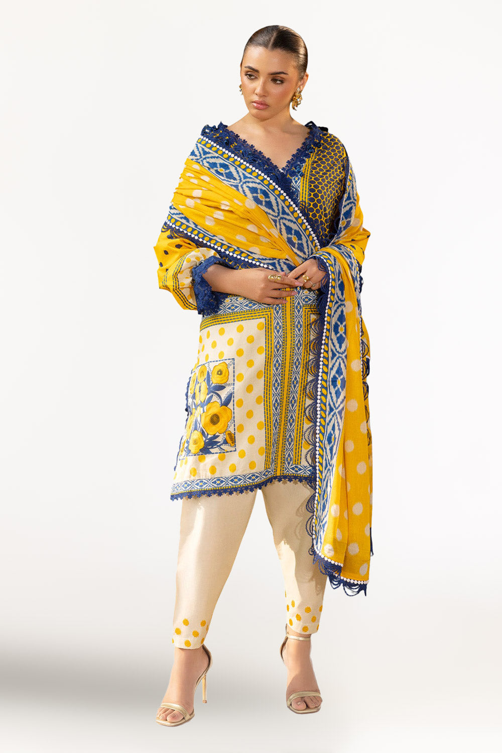 3 Piece Printed Lawn Suit with Embroidered Trouser