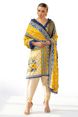 3 Piece Printed Lawn Suit with Embroidered Trouser CL-62114