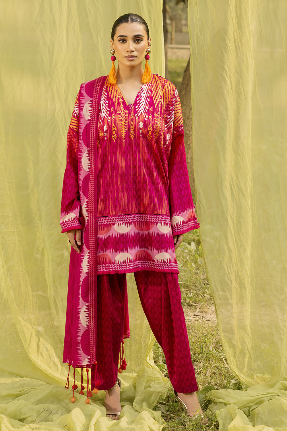3 Piece Embroidered Printed Lawn Suit with Printed Trouser