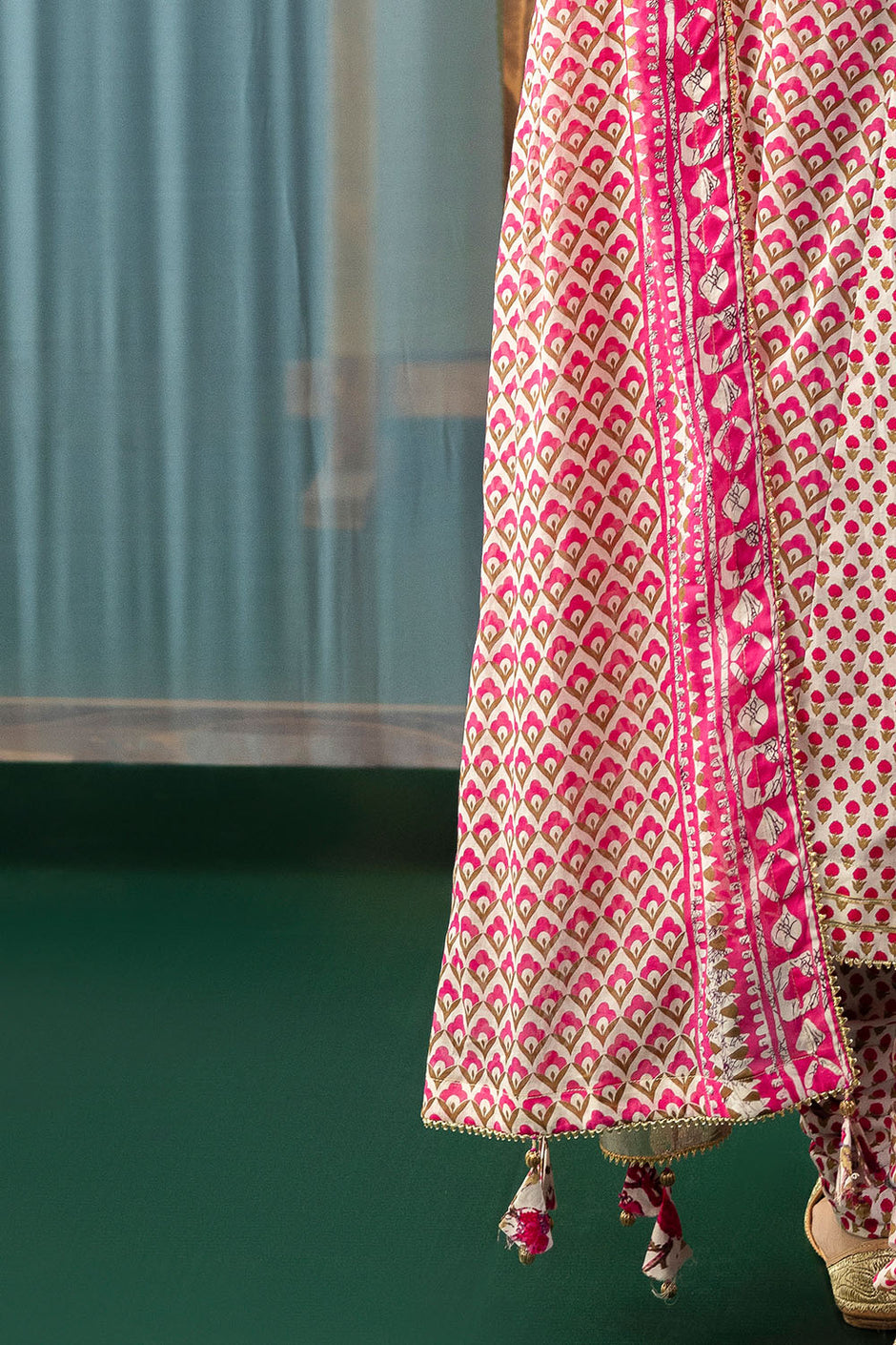 3 Piece Gota Embroidered Lawn Suit with Printed Lawn Dupatta