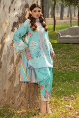 3 Piece Printed Lawn Suit with Embroidered Sleeves and Printed Trouser CL-62045