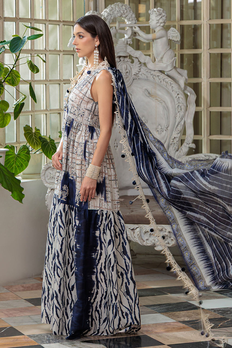 3 Piece Embroidered Printed Lawn Suit with Printed Trouser