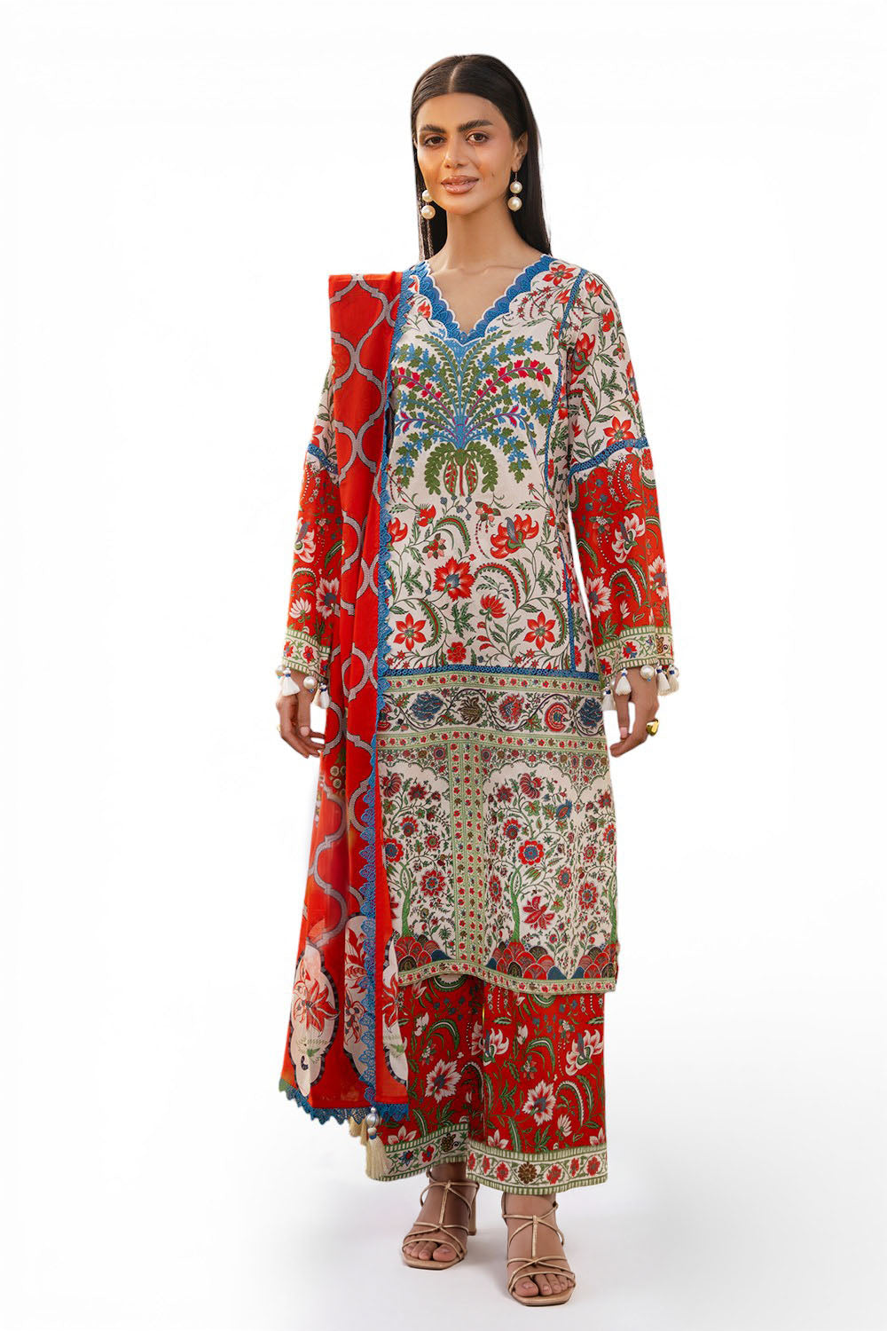 3 Piece Embroidered Printed Lawn Suit with Printed Trouser CL-62126