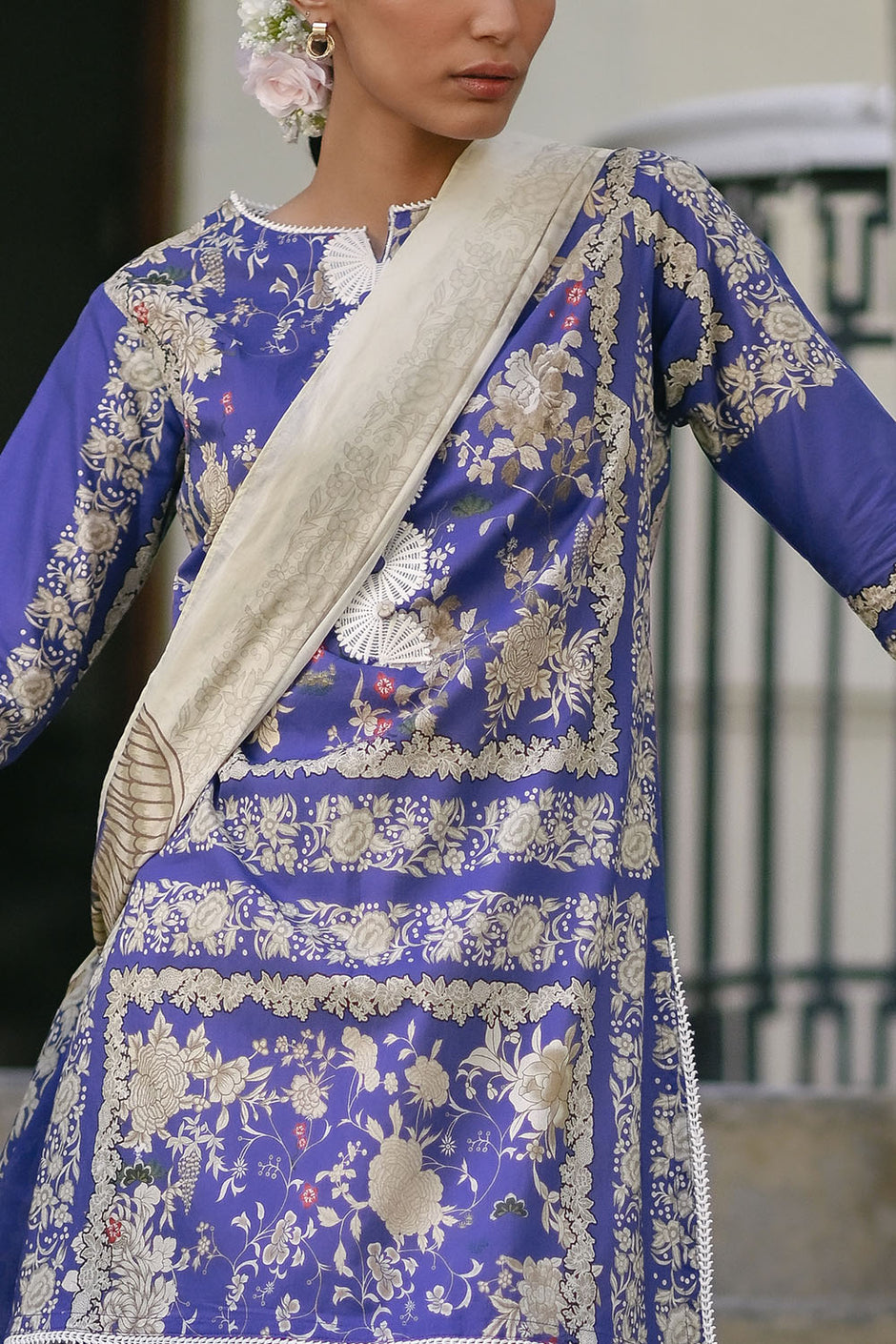 3 Piece Printed Lawn Suit with Embroidered Border