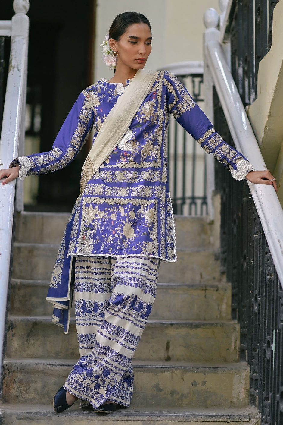 3 Piece Printed Lawn Suit with Embroidered Border