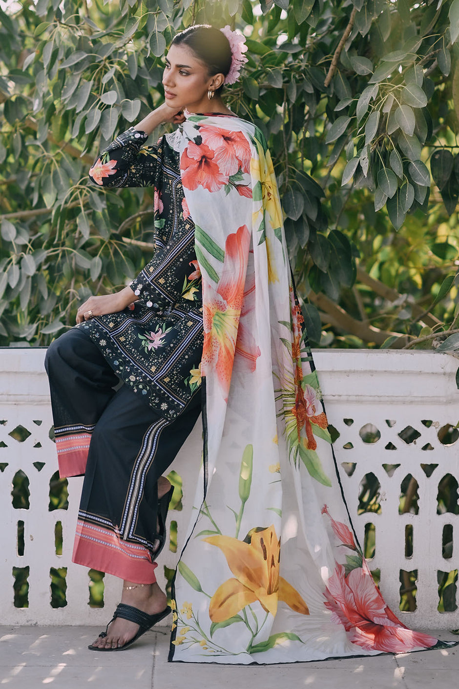 3 Piece Printed Lawn Suit with Embroidered Border