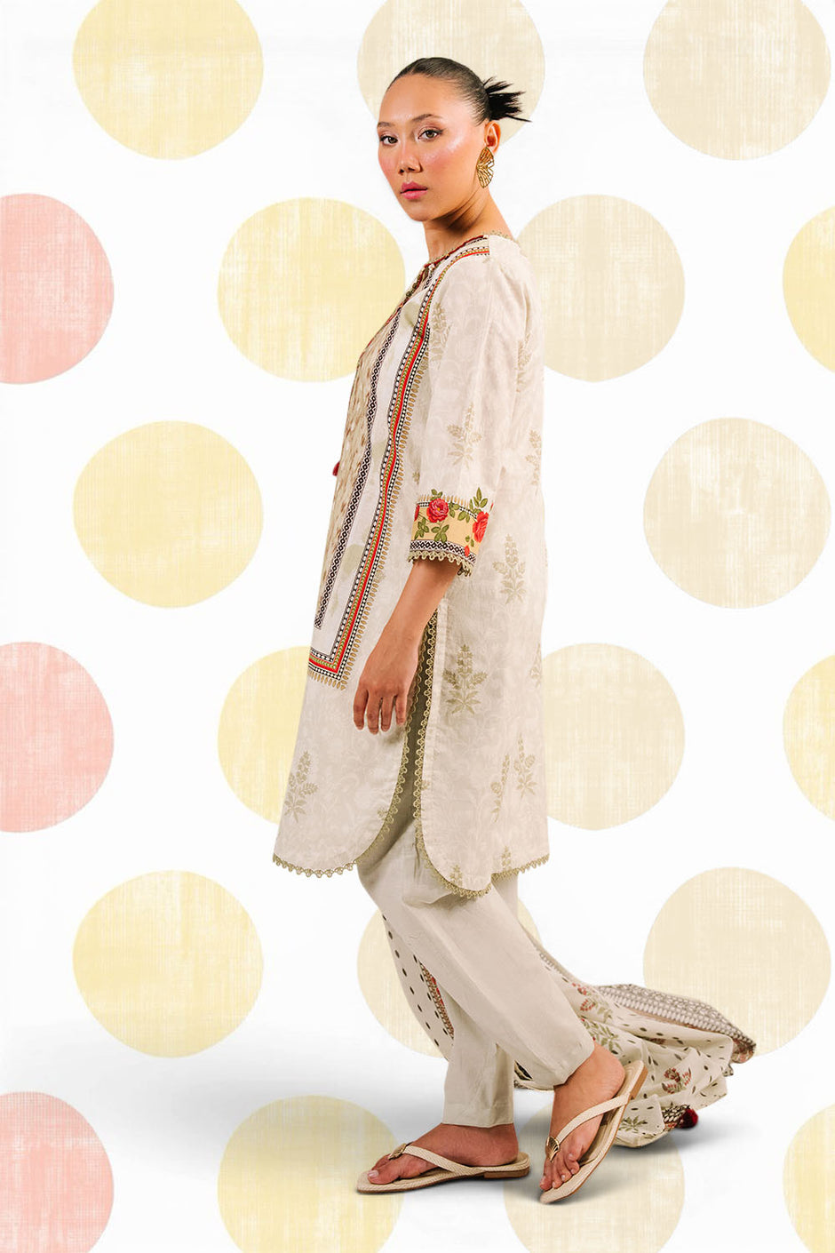 3 Piece Printed Cotton Suit with Printed Lawn Dupatta