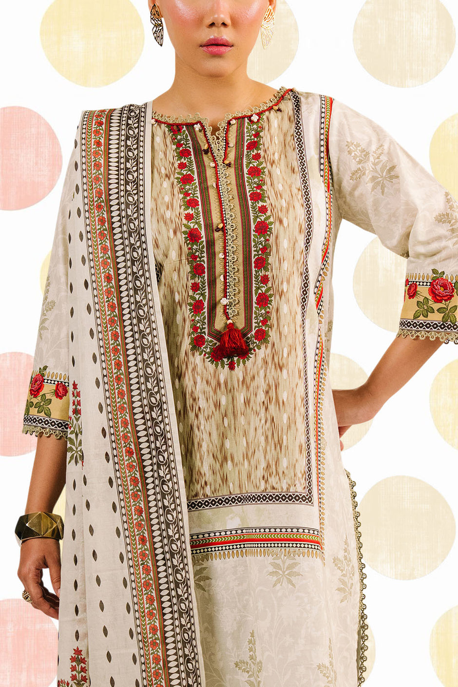 3 Piece Printed Cotton Suit with Printed Lawn Dupatta