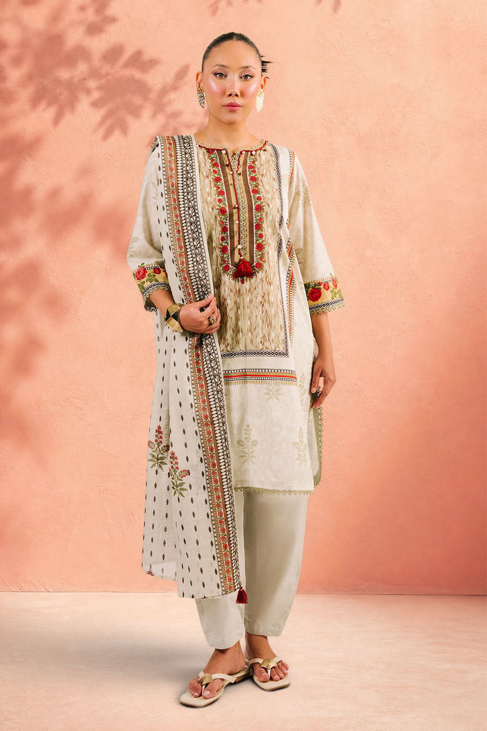 3 Piece Printed Cotton Suit with Printed Lawn Dupatta