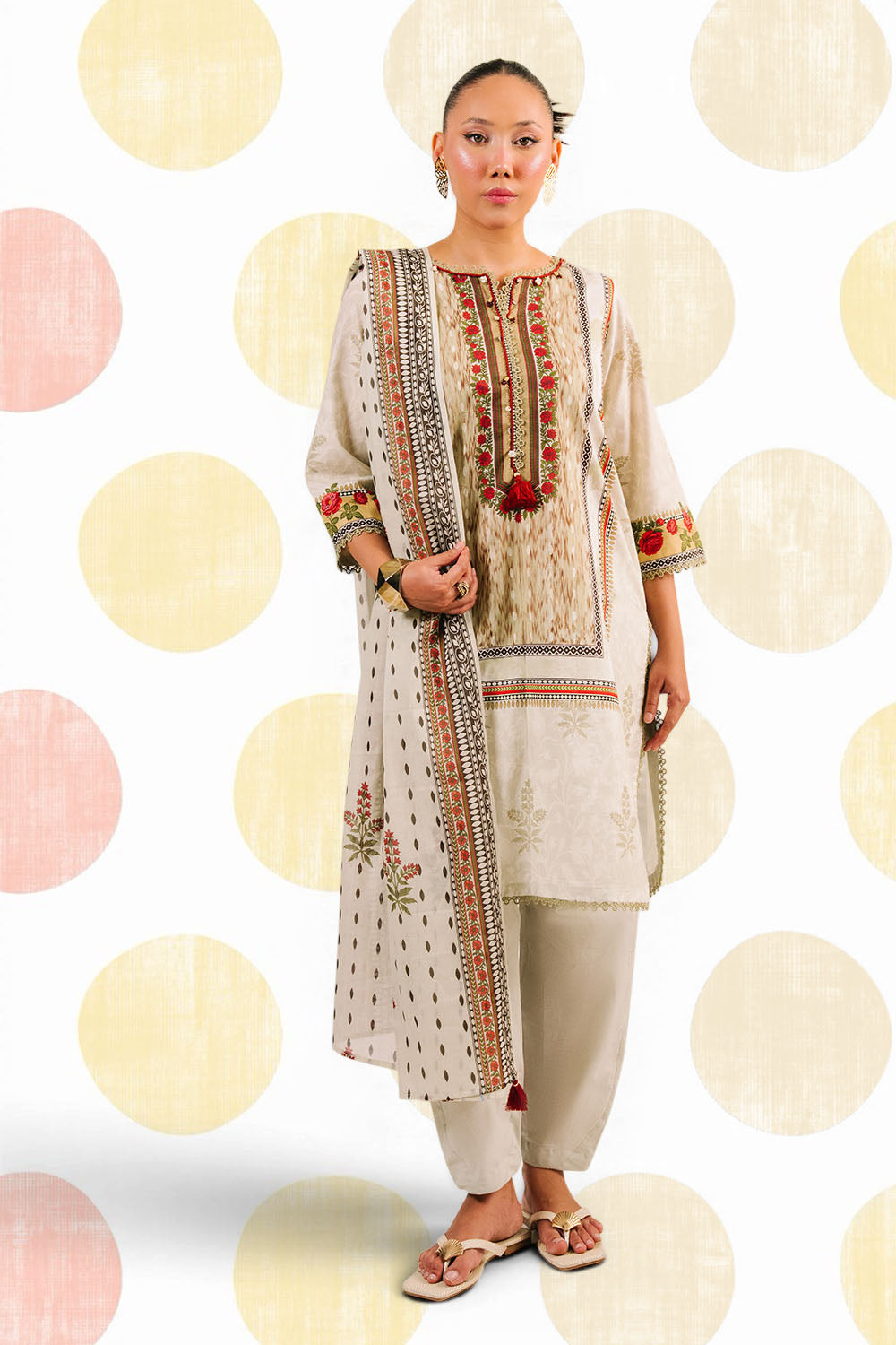 3 Piece Printed Cotton Suit with Printed Lawn Dupatta