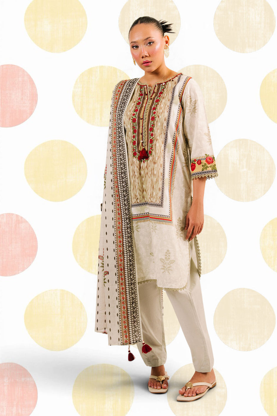 3 Piece Printed Cotton Suit with Printed Lawn Dupatta