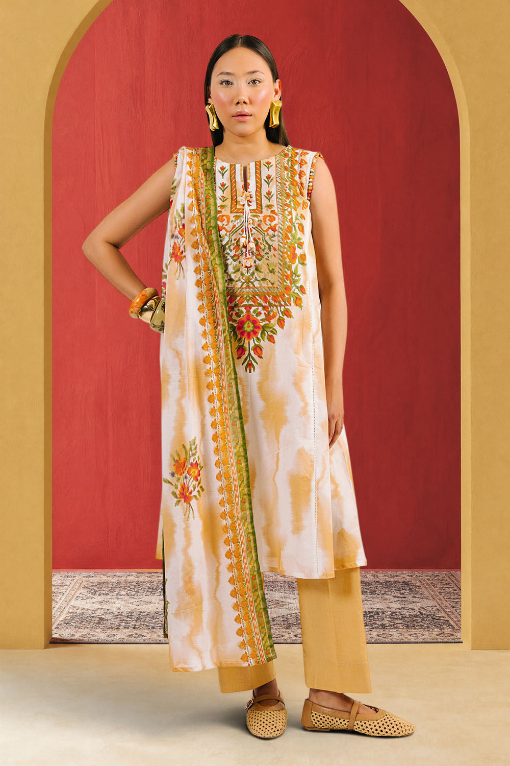 3 Piece Printed Cotton Suit with Printed Lawn Dupatta