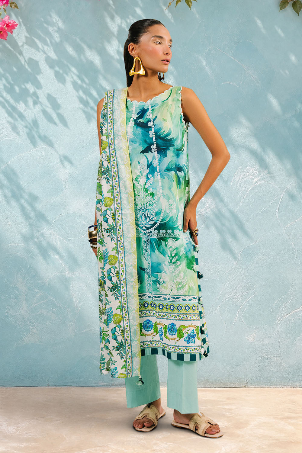 3 Piece Printed Cotton Suit with Printed Lawn Dupatta