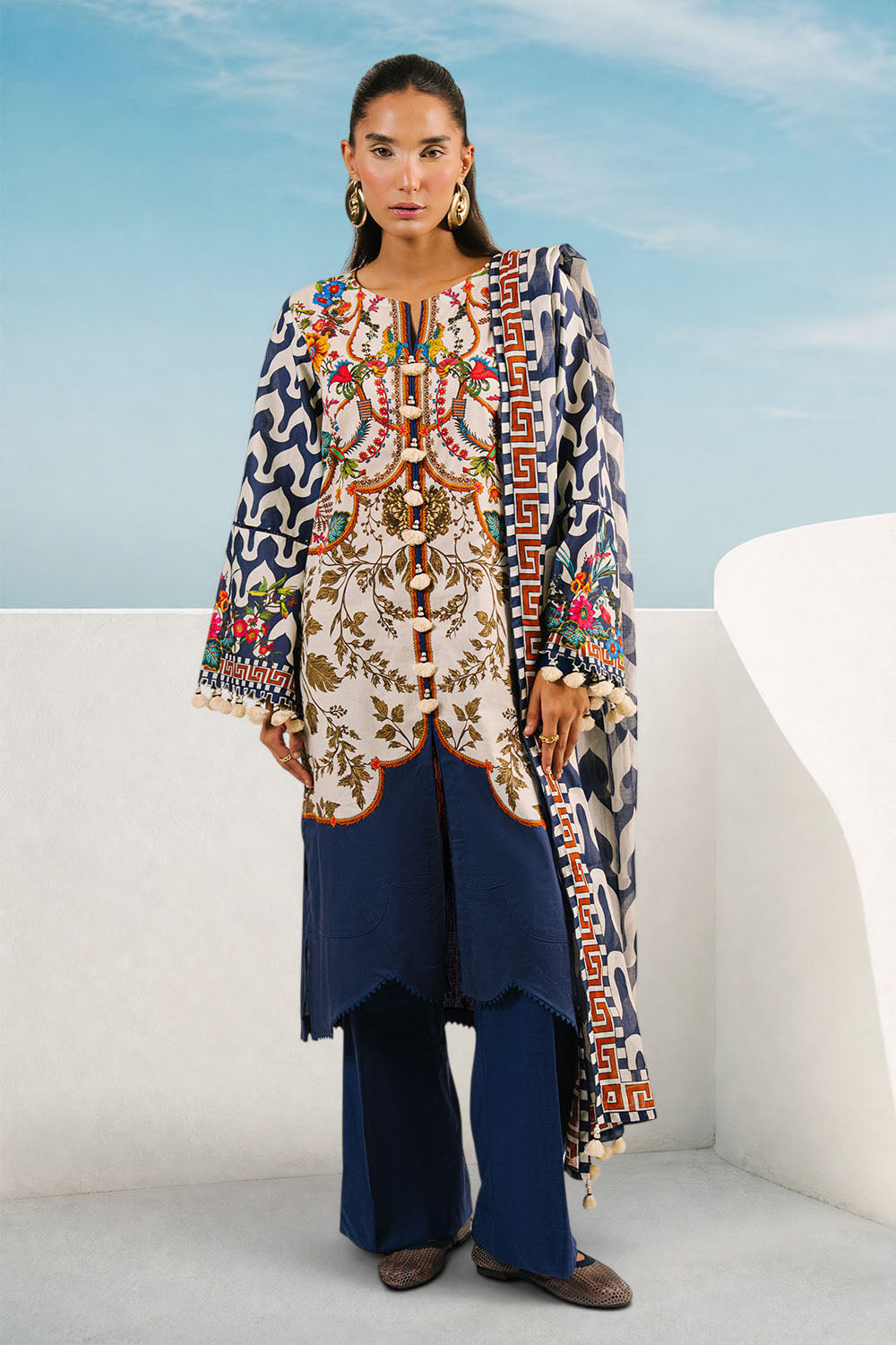 3 Piece Printed Cotton Suit with Printed Lawn Dupatta