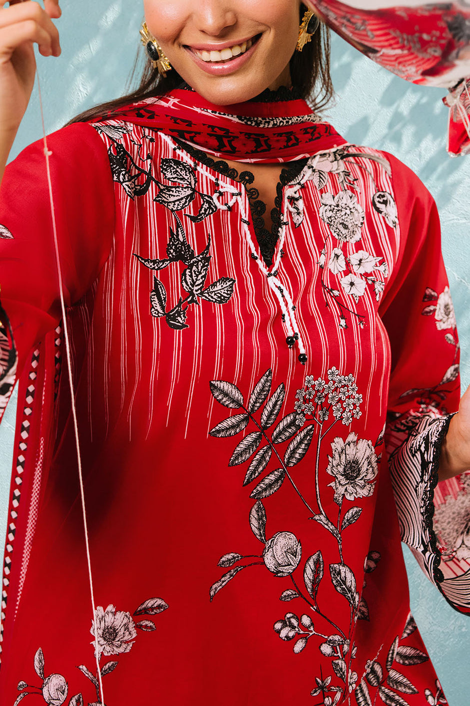 3 Piece Printed Cotton Suit with Printed Lawn Dupatta