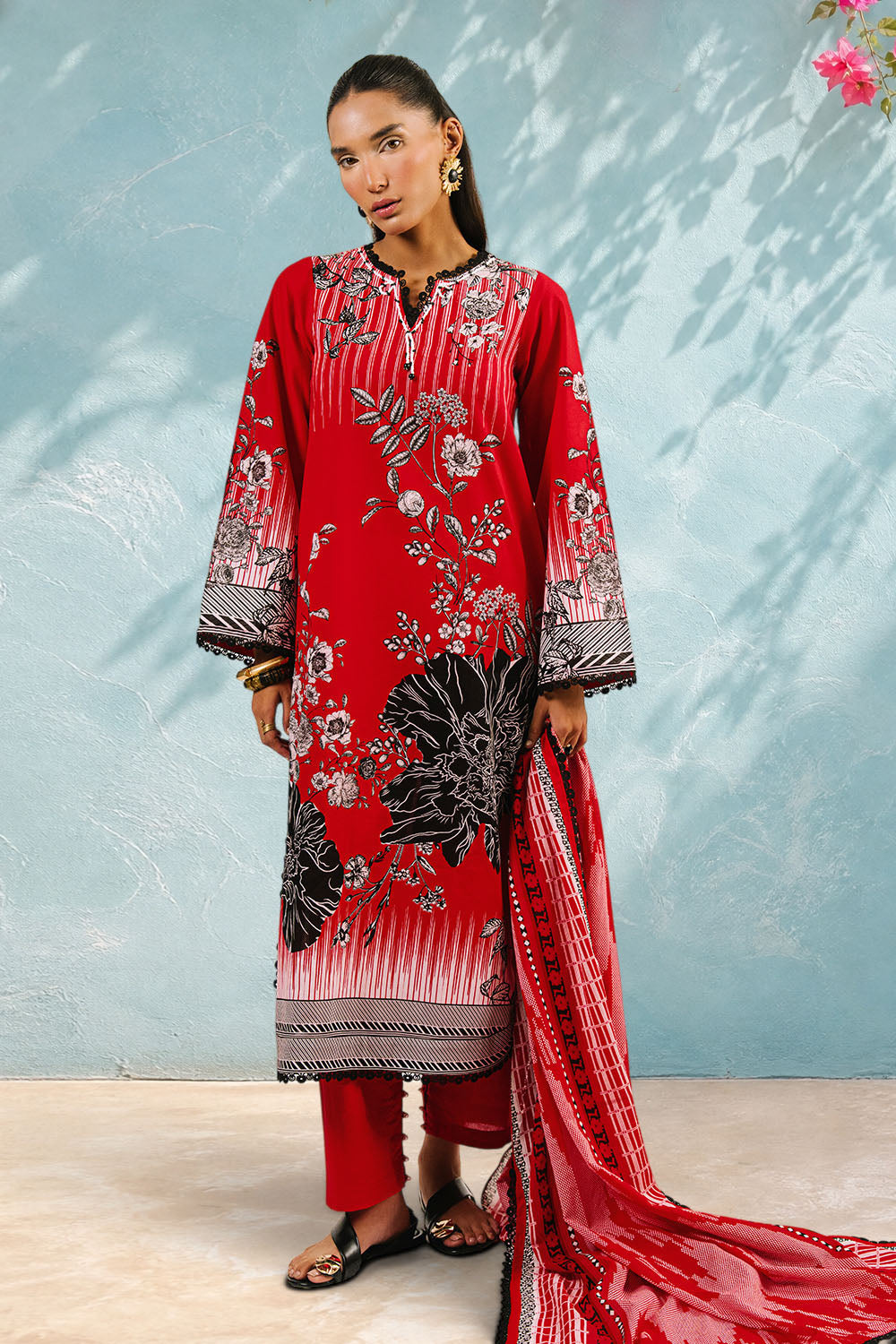 3 Piece Printed Cotton Suit with Printed Lawn Dupatta