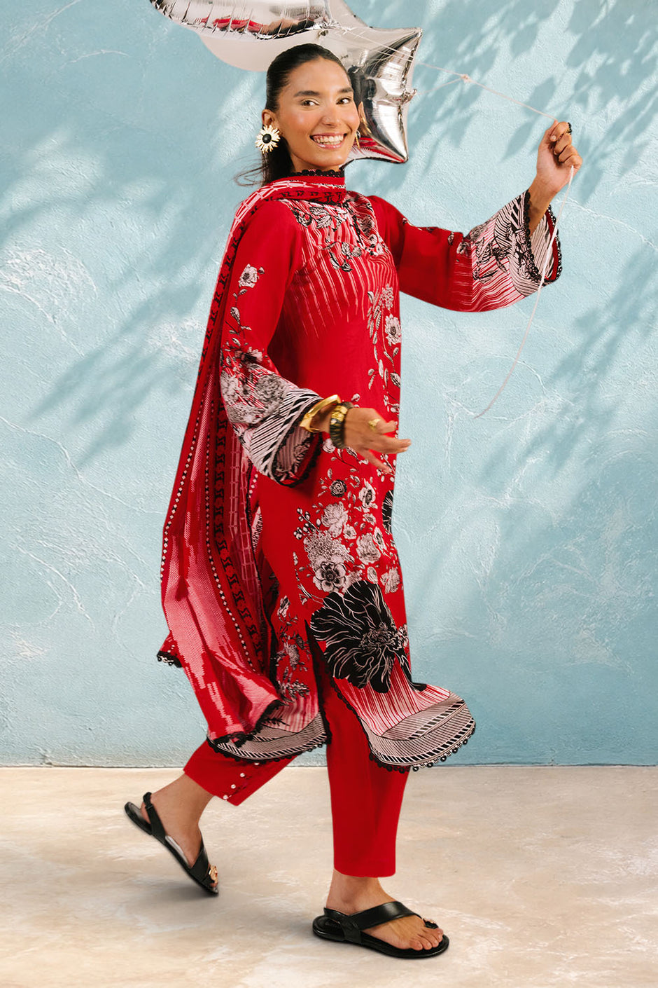 3 Piece Printed Cotton Suit with Printed Lawn Dupatta