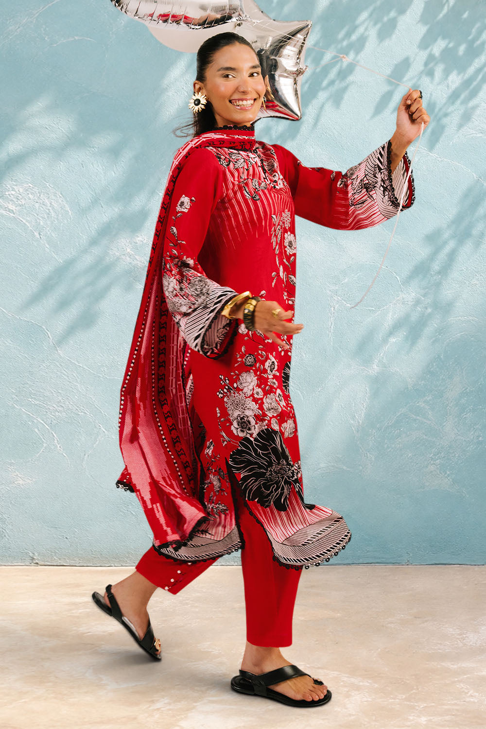 3 Piece Printed Cotton Suit with Printed Lawn Dupatta