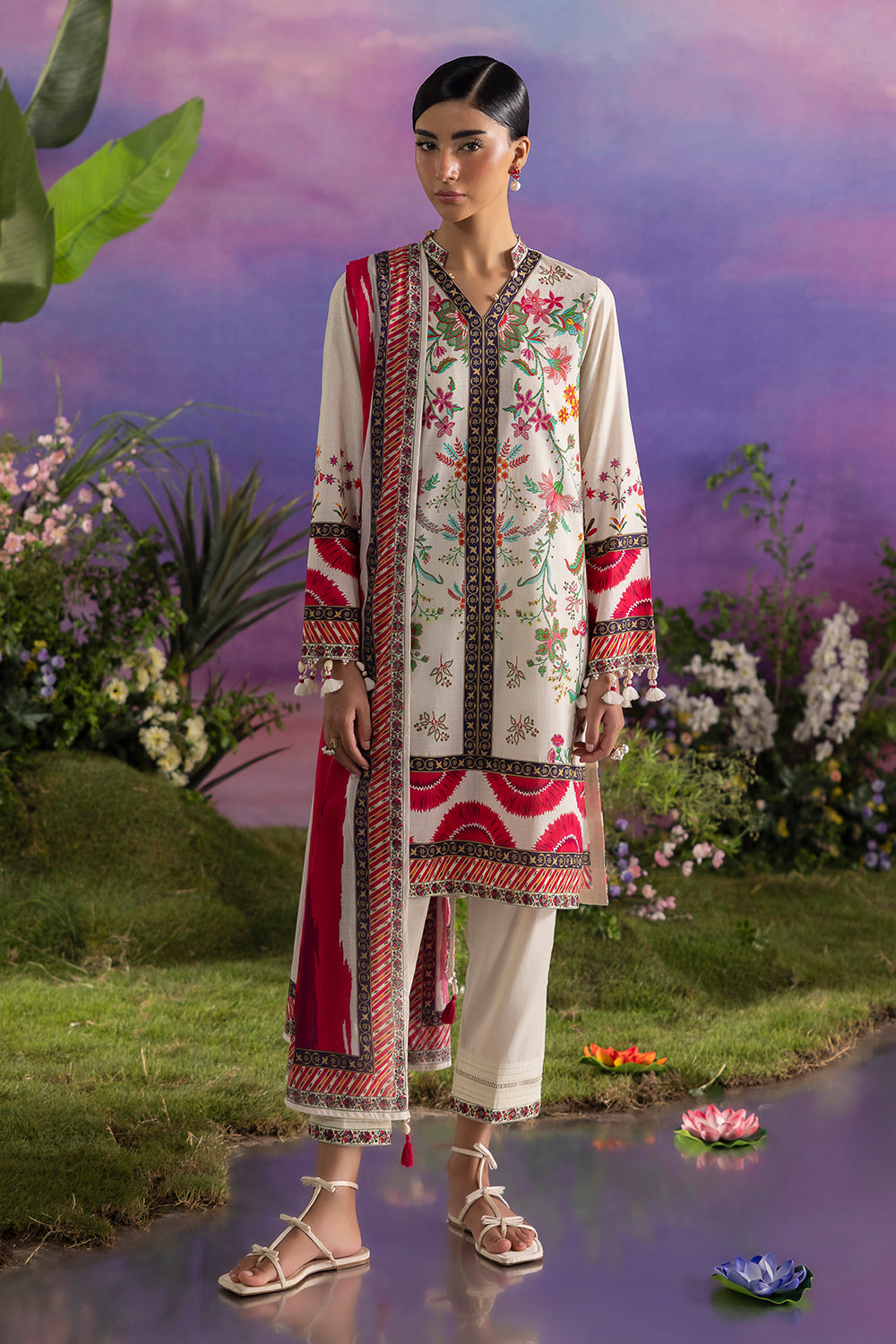 3 Piece Printed Cotton Suit with Printed Lawn Dupatta