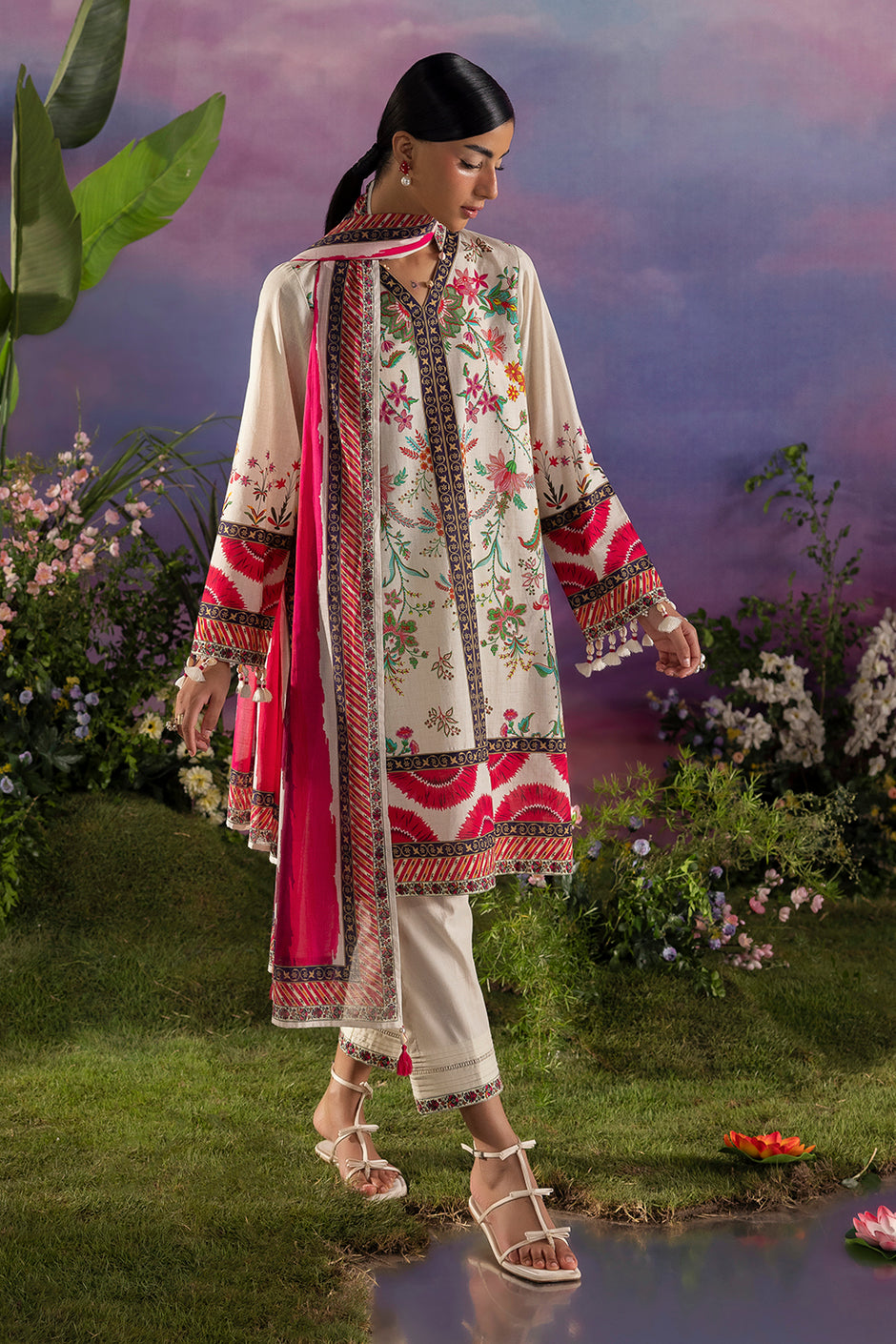 3 Piece Printed Cotton Suit with Printed Lawn Dupatta
