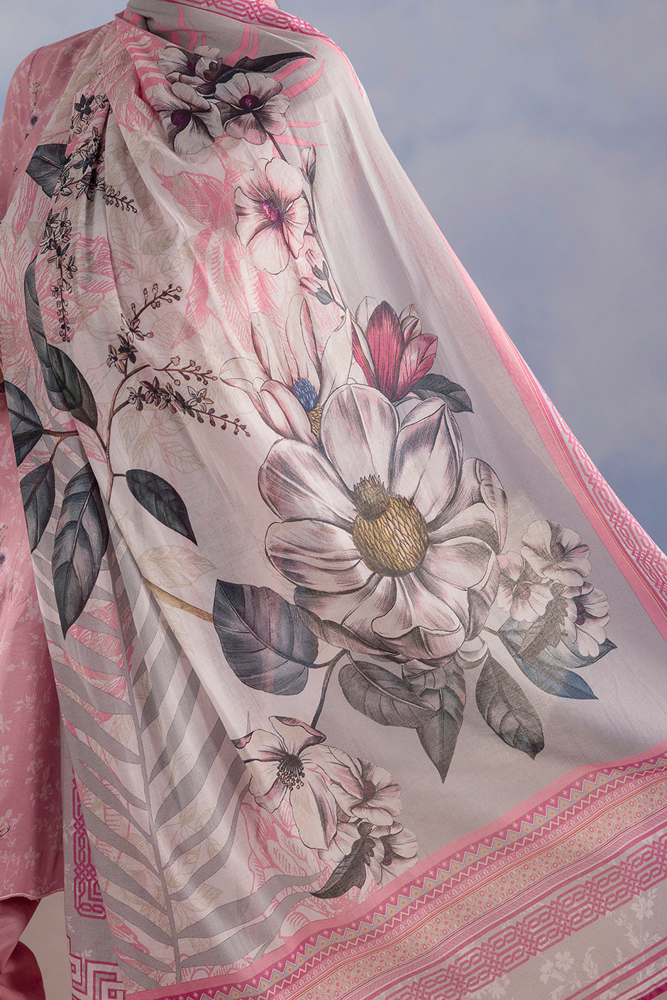3 Piece Printed Cotton Suit with Printed Lawn Dupatta