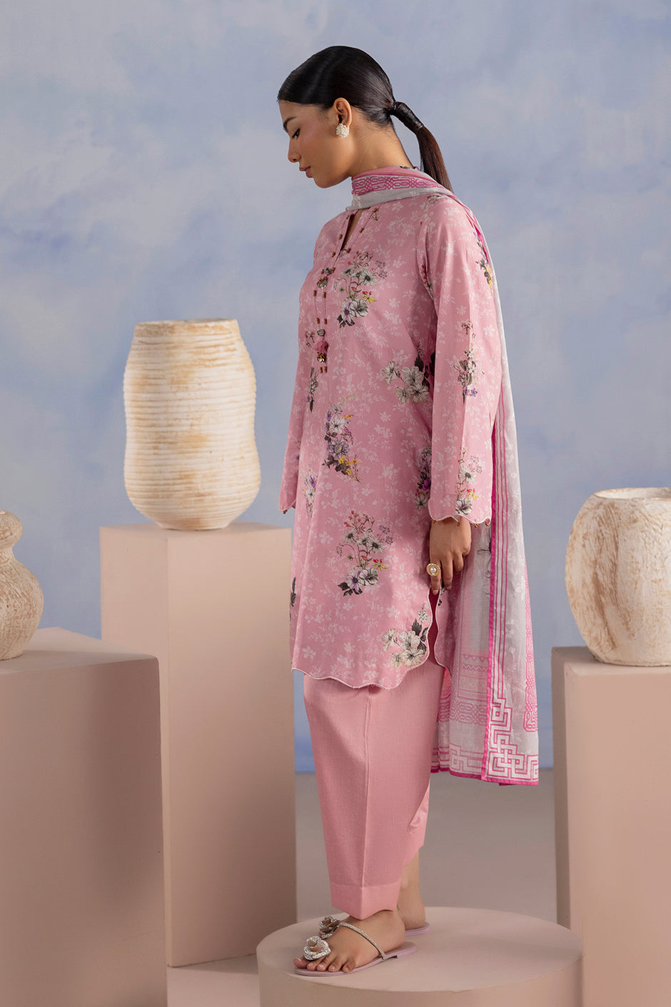 3 Piece Printed Cotton Suit with Printed Lawn Dupatta