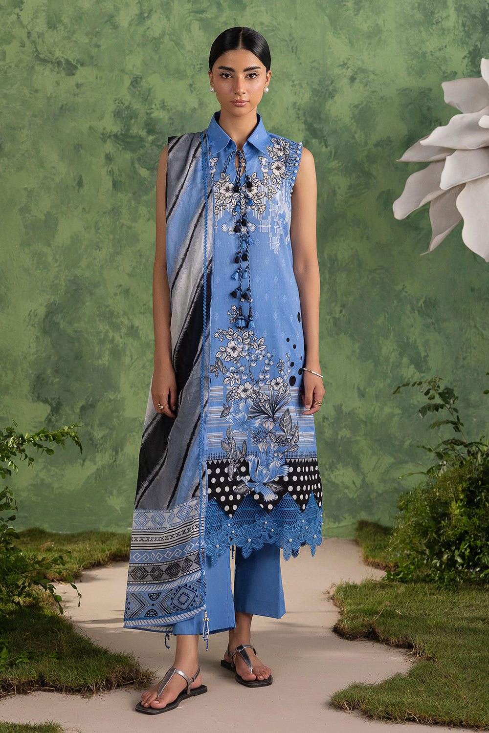 3 Piece Printed Cotton Suit with Printed Lawn Dupatta