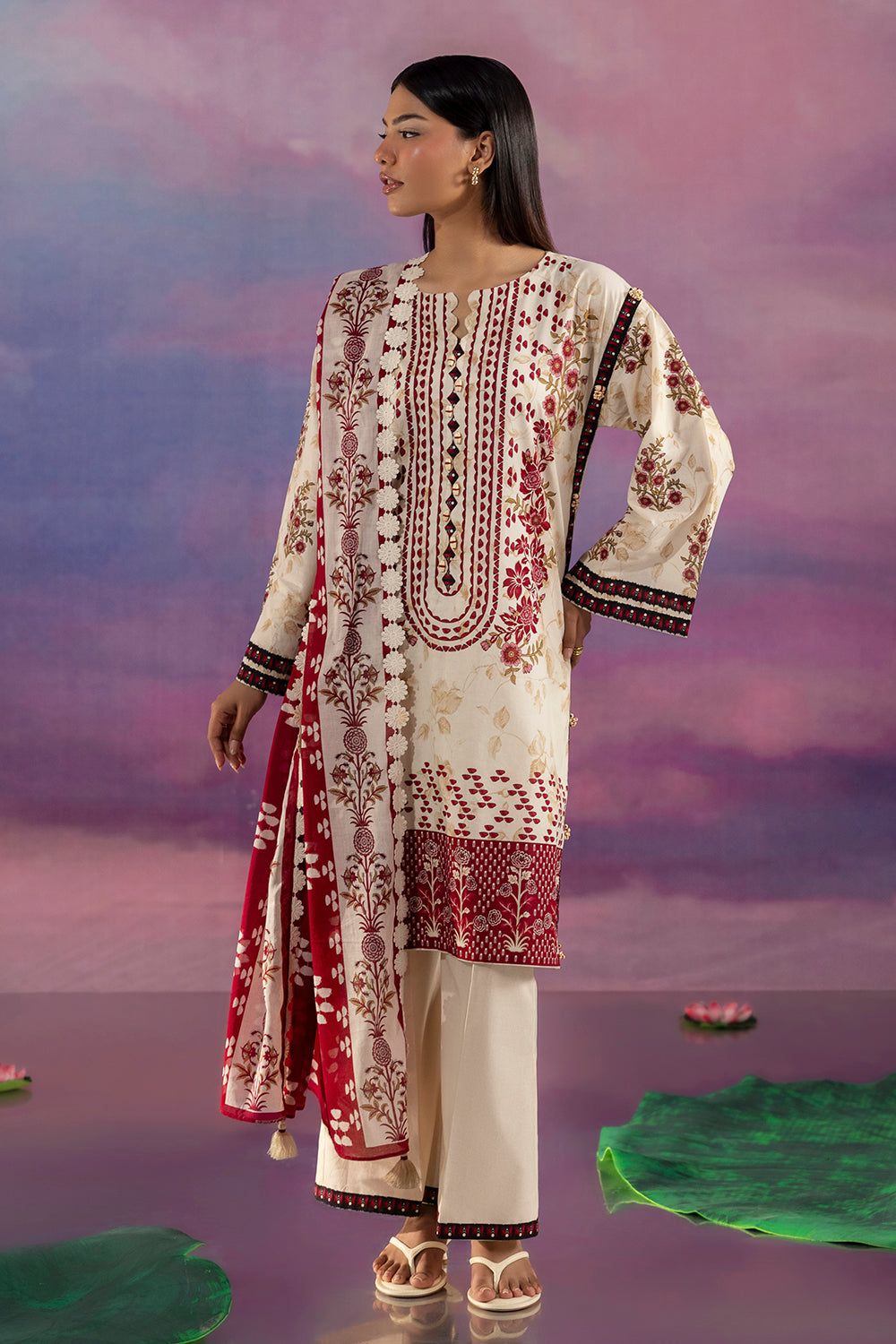 3 Piece Printed Cotton Suit with Printed Lawn Dupatta