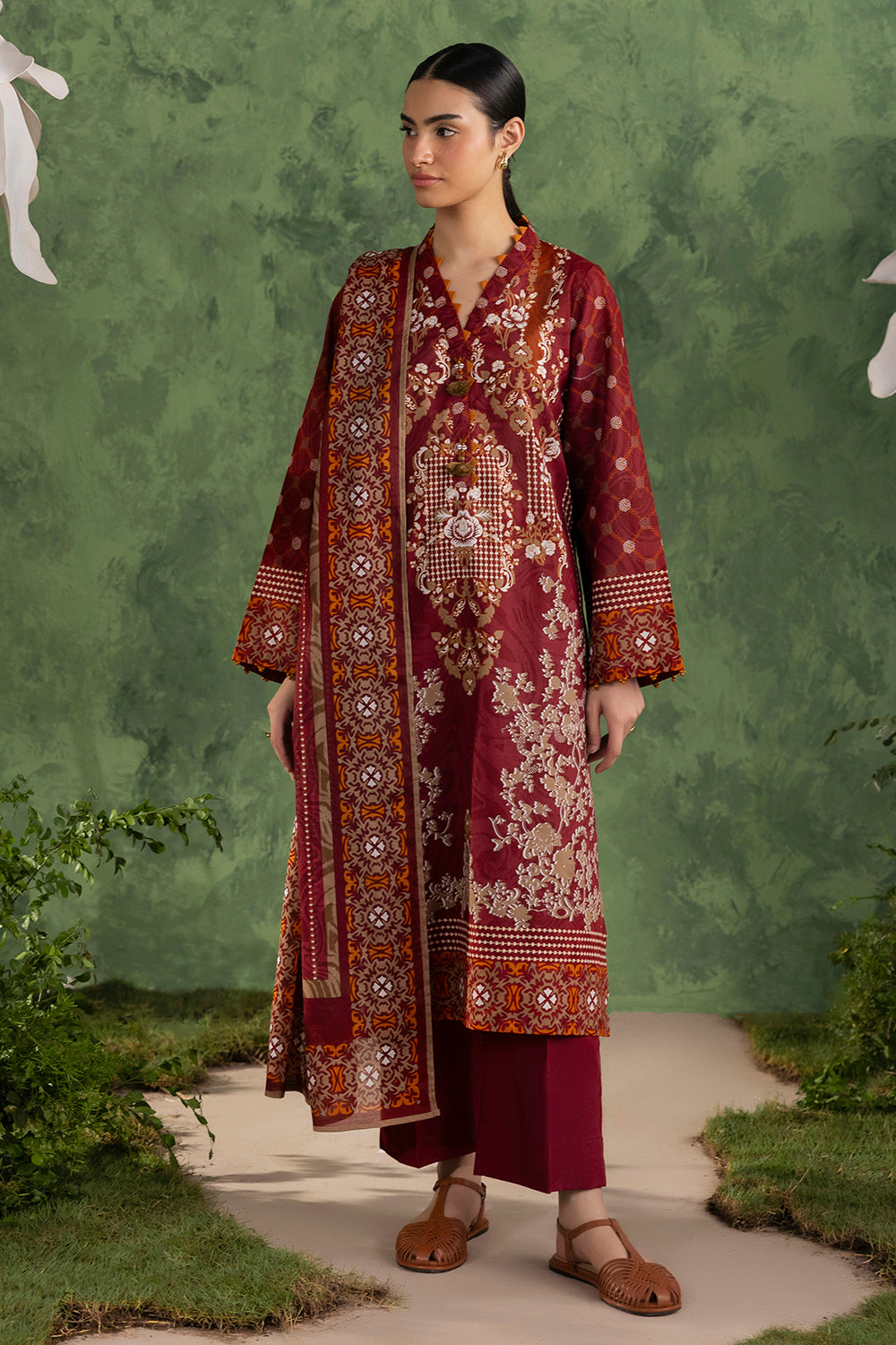 3 Piece Printed Cotton Suit with Printed Lawn Dupatta