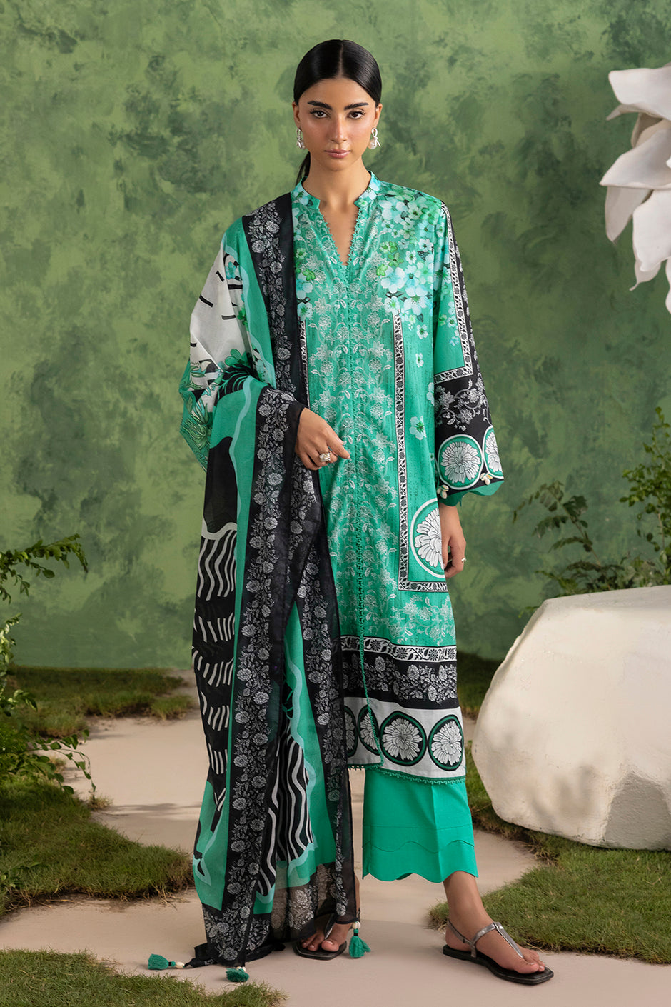 3 Piece Printed Cotton Suit with Printed Lawn Dupatta