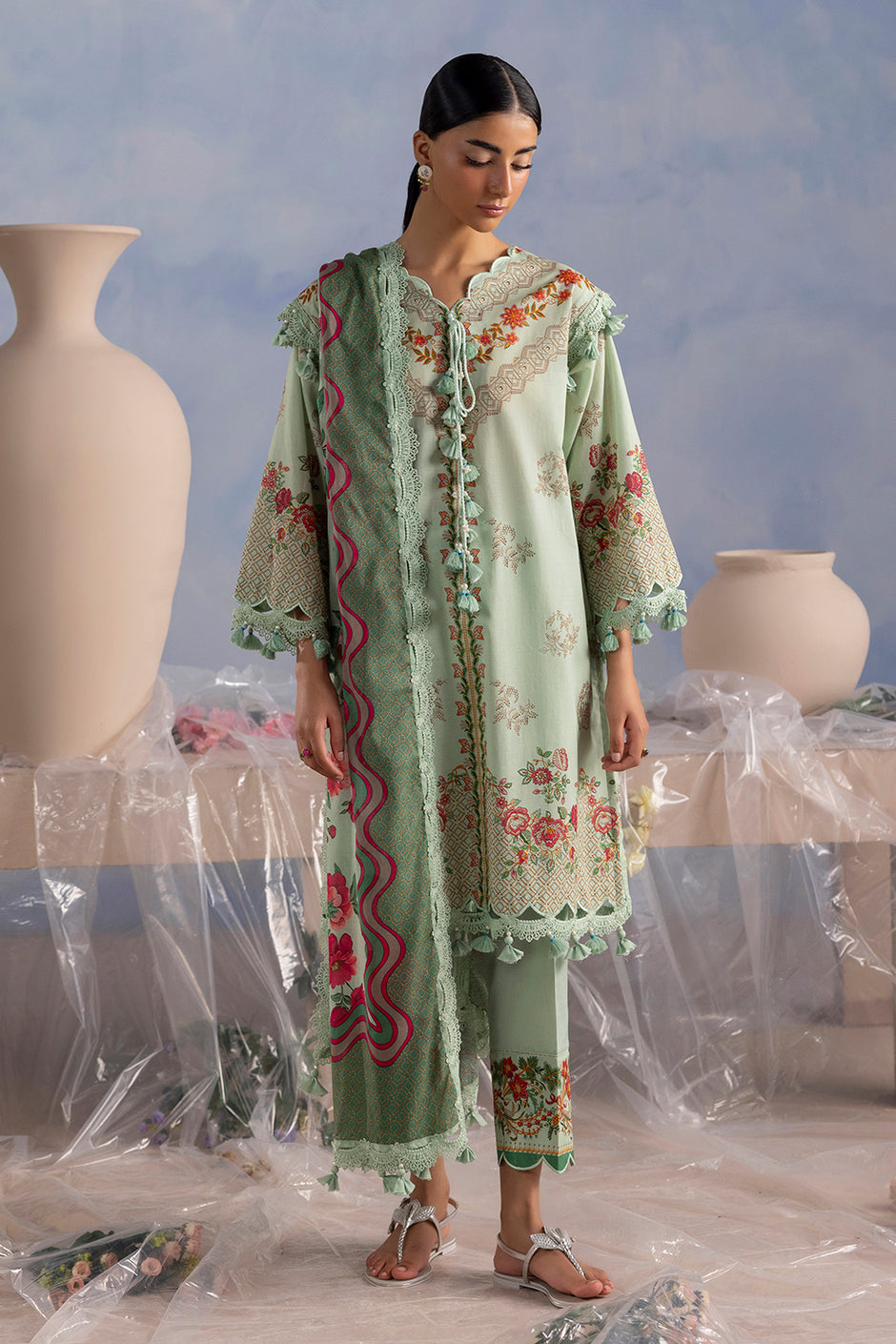 3 Piece Printed Cotton Suit with Printed Lawn Dupatta