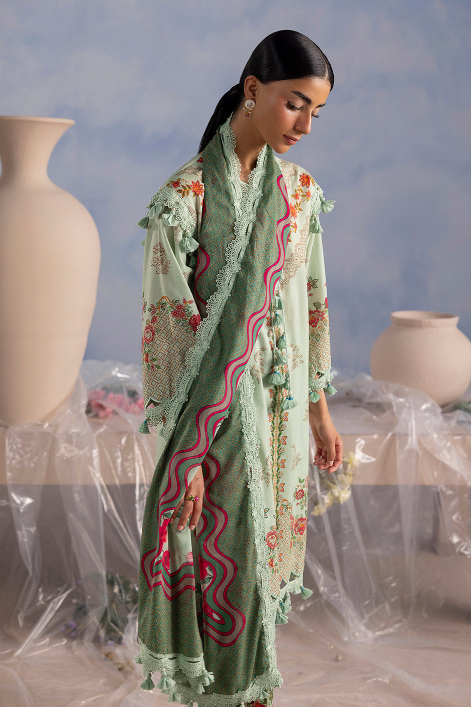 3 Piece Printed Cotton Suit with Printed Lawn Dupatta