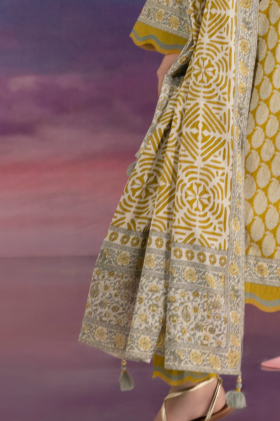 3 Piece Printed Cotton Suit with Printed Lawn Dupatta and Embroidered Neckline