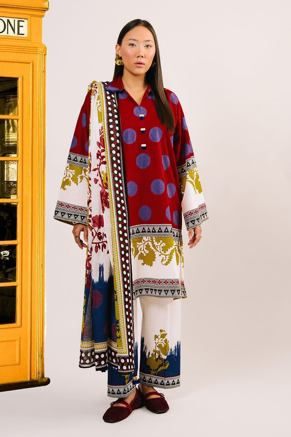 3 Piece Printed Cotton Suit with Printed Lawn Dupatta