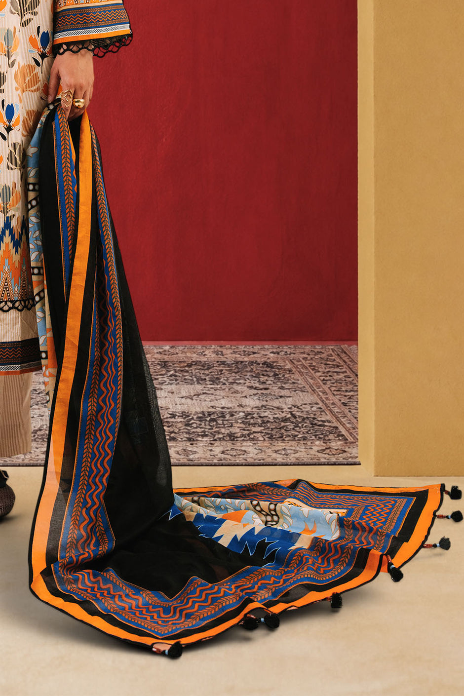 3 Piece Printed Cotton Suit with Printed Lawn Dupatta