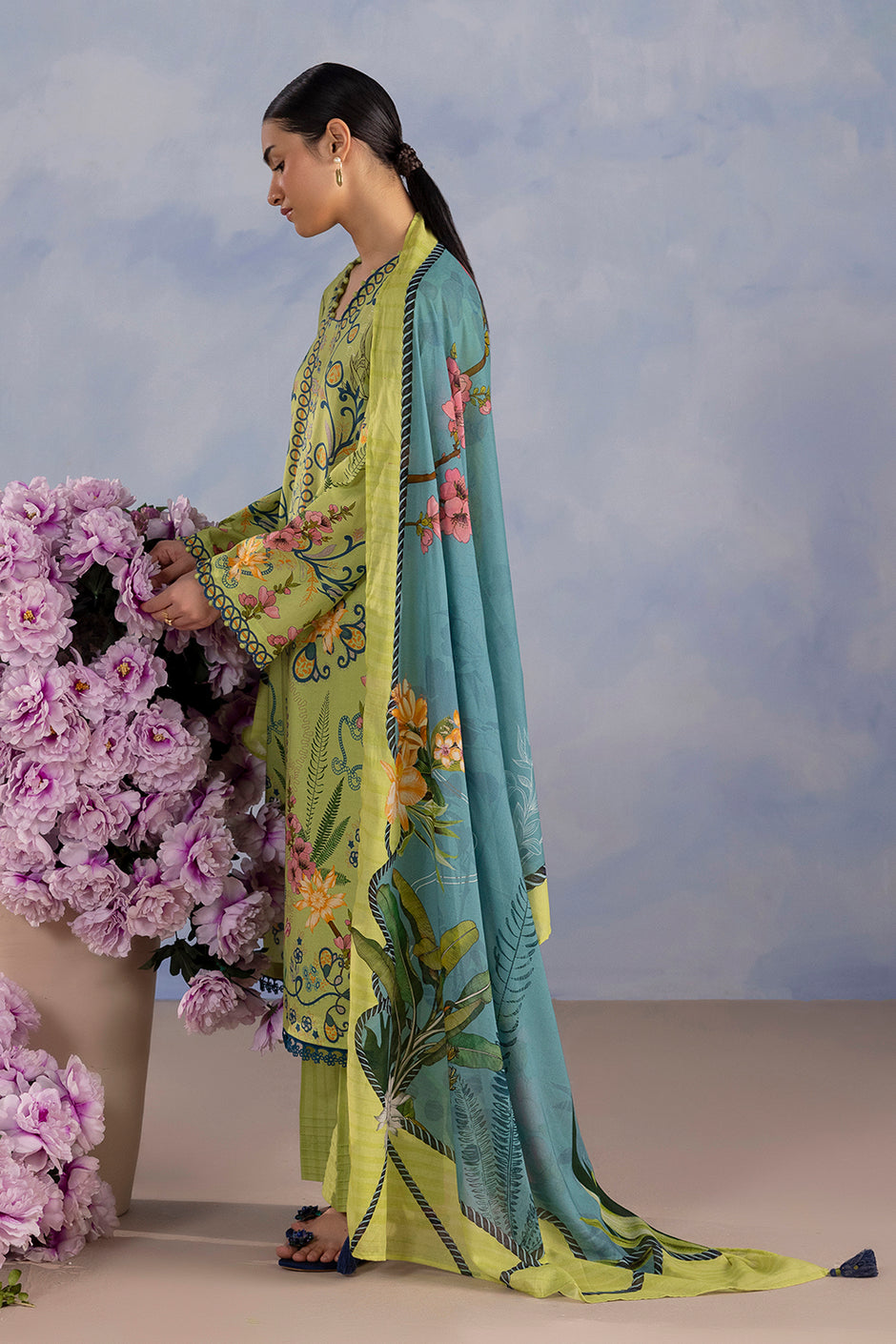 3 Piece Printed Cotton Suit with Printed Lawn Dupatta