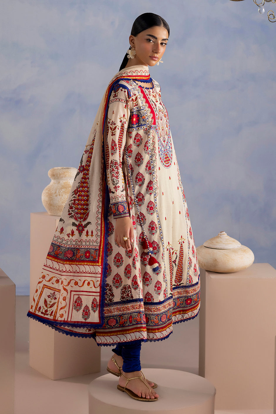 3 Piece Printed Cotton Suit with Printed Lawn Dupatta