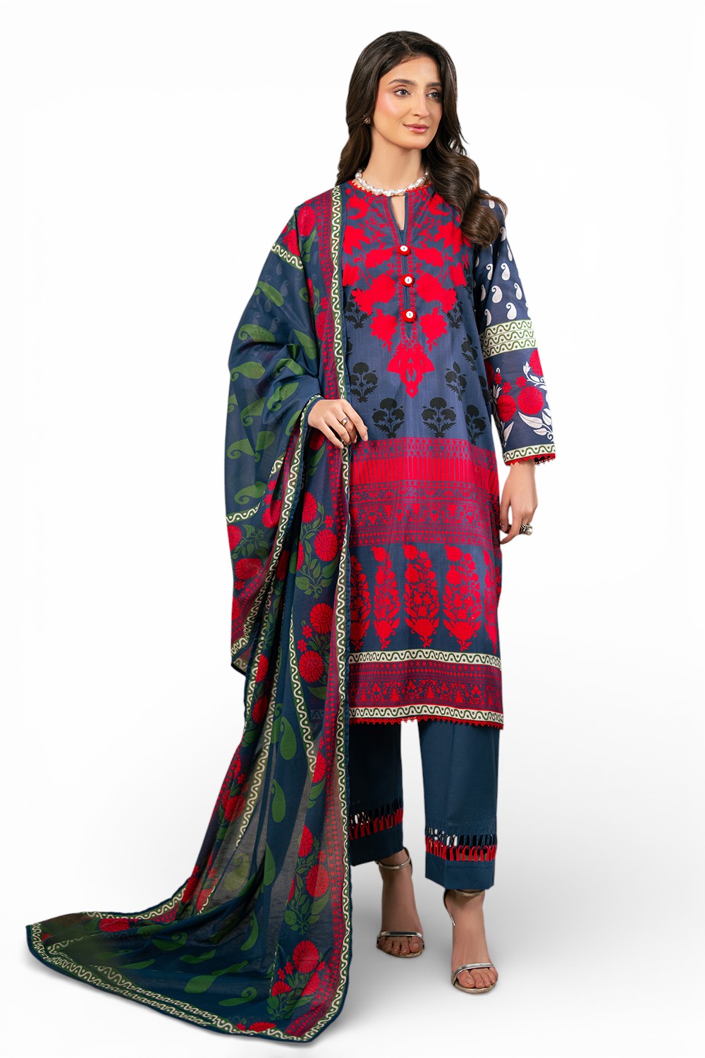3 Piece Printed Cross Hatch Suit with Lawn Dupatta CH-62001