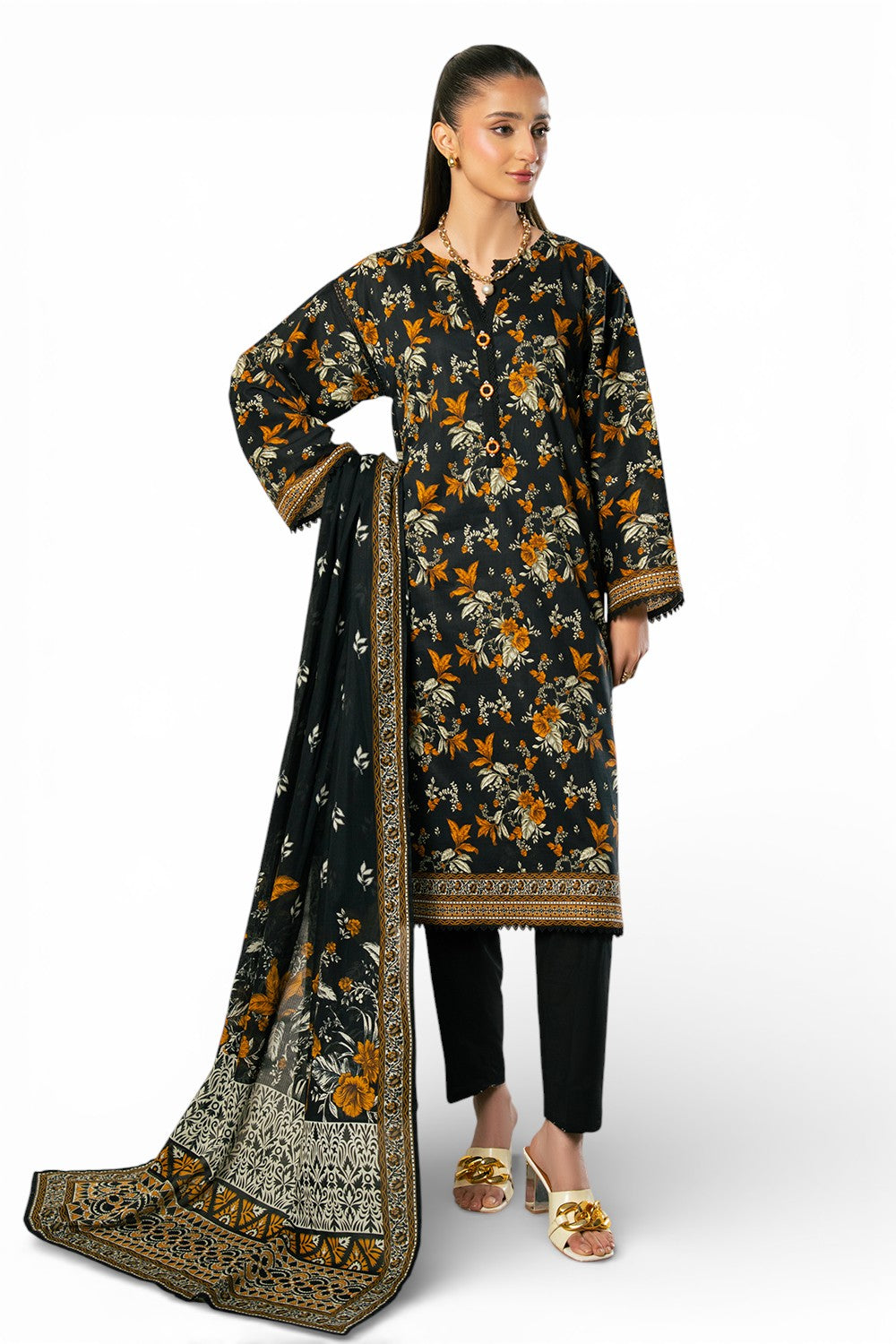 3 Piece Printed Cross Hatch Suit with Lawn Dupatta CH-62008
