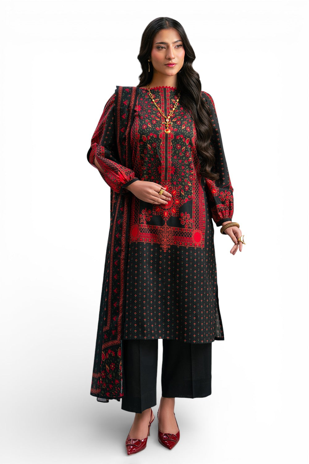 3 Piece Printed Cross Hatch Suit with Lawn Dupatta CH-62011