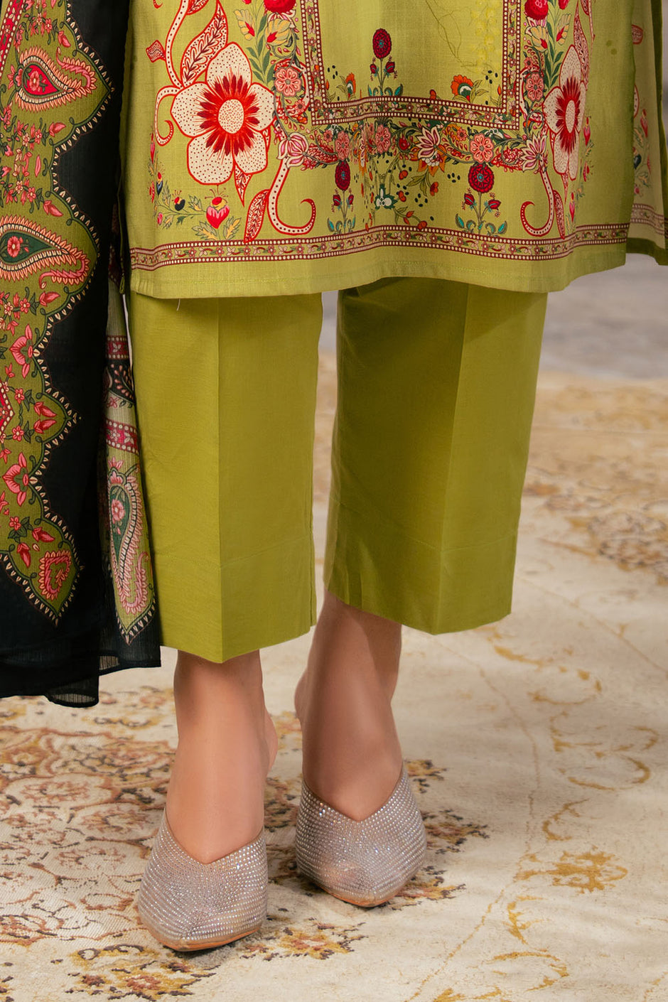 3 Piece Printed Cross Hatch Suit with Lawn Dupatta