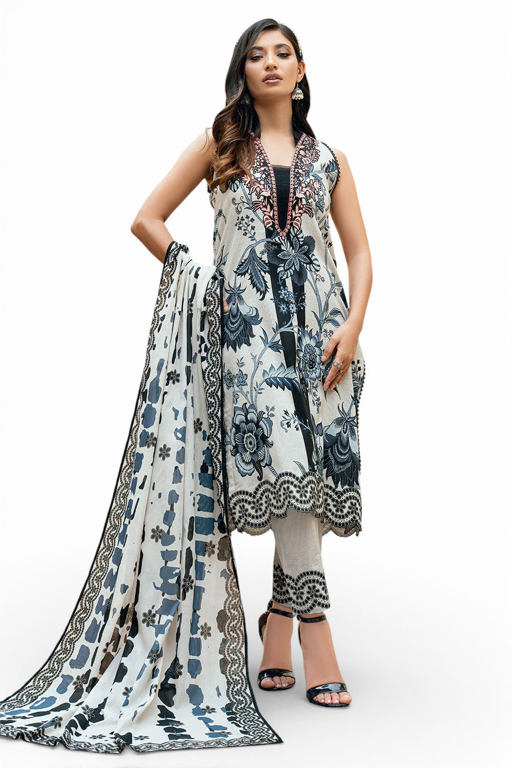 3 Piece Printed Cross Hatch Suit with Lawn Dupatta CH-62018