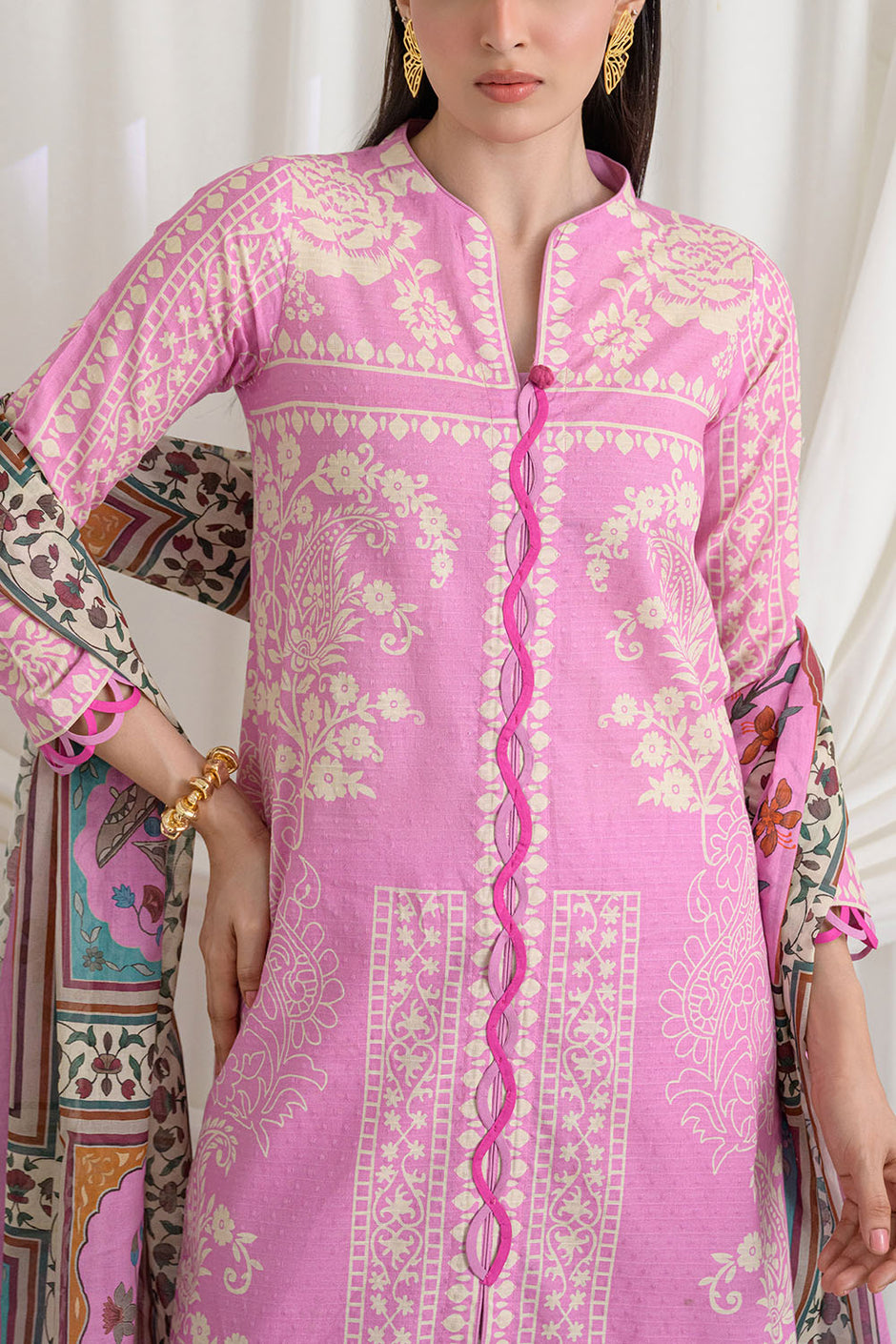 3 Piece Printed Dobby Suit with Printed Lawn Dupatta and Dyed Trouser DB-62001