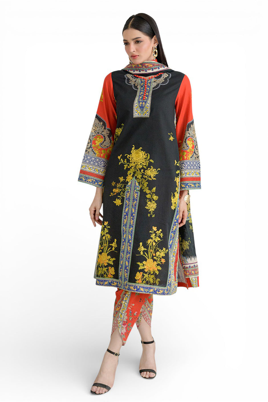 3 Piece Printed Dobby Suit with Printed Lawn Dupatta and Dyed Trouser DB-62003