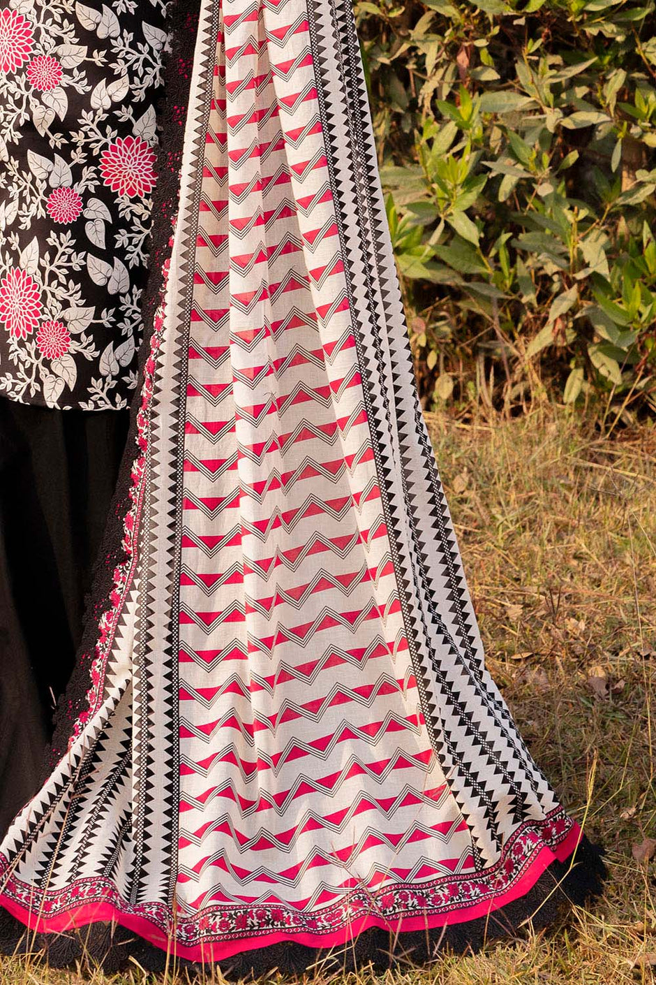 3 Piece Printed Lawn Suit with Embroidered Border