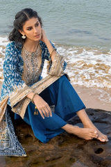 3 Piece Lacquer Printed Lawn Suit with Lacquer Printed Lawn Dupatta and Dyed Trouser CL-62022 A