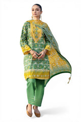 3 Piece Lacquer Printed Lawn Suit with Lacquer Printed Lawn Dupatta and Dyed Trouser CL-62022 B