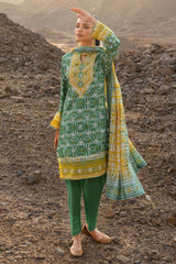 3 Piece Lacquer Printed Lawn Suit with Lacquer Printed Lawn Dupatta and Dyed Trouser CL-62022 B